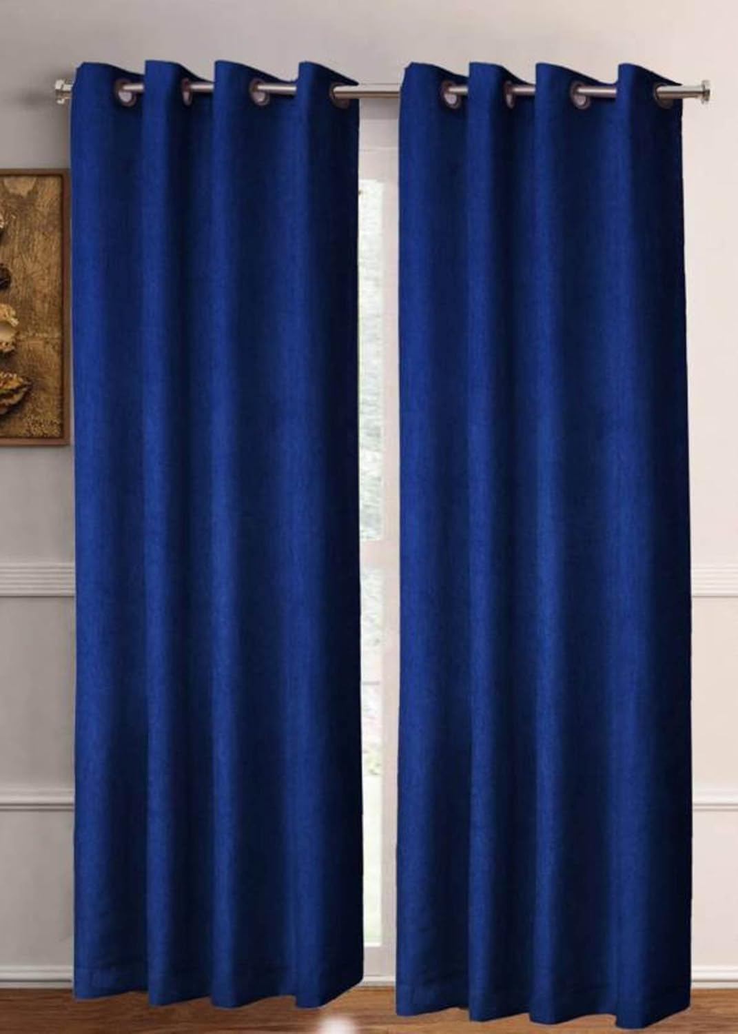 Buy Long Door Curtains 9 Ft Premium Solid Plain Blue Crush
