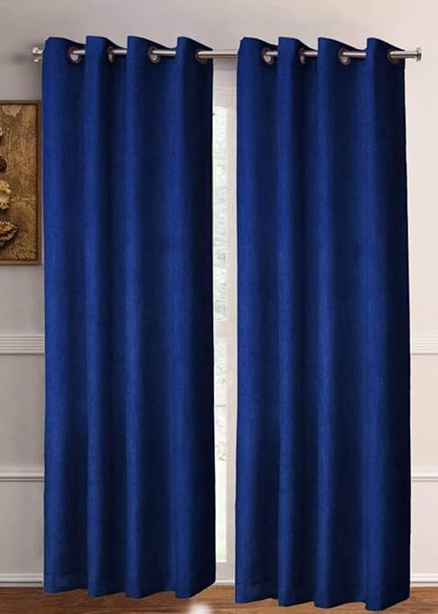 Buy Long Door Curtains 9 Ft Premium Solid Plain Blue Crush
