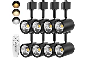 AOAXL Track Lighting 10W Stepless Dimmable Heads, Stepless Adjustable 2700-6500k Flicker Free CRI90+ H Track Lighting Ceiling Fixtures for Accent Task Wall Art Exhibition - 8 Pack