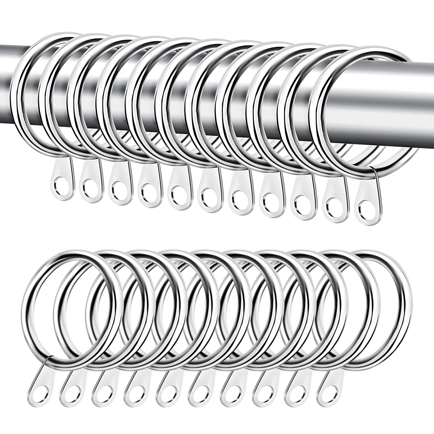 Metal Curtain Rings for Curtains and Rods, 30 mm Internal Diameter(silver, 40 PACK）…