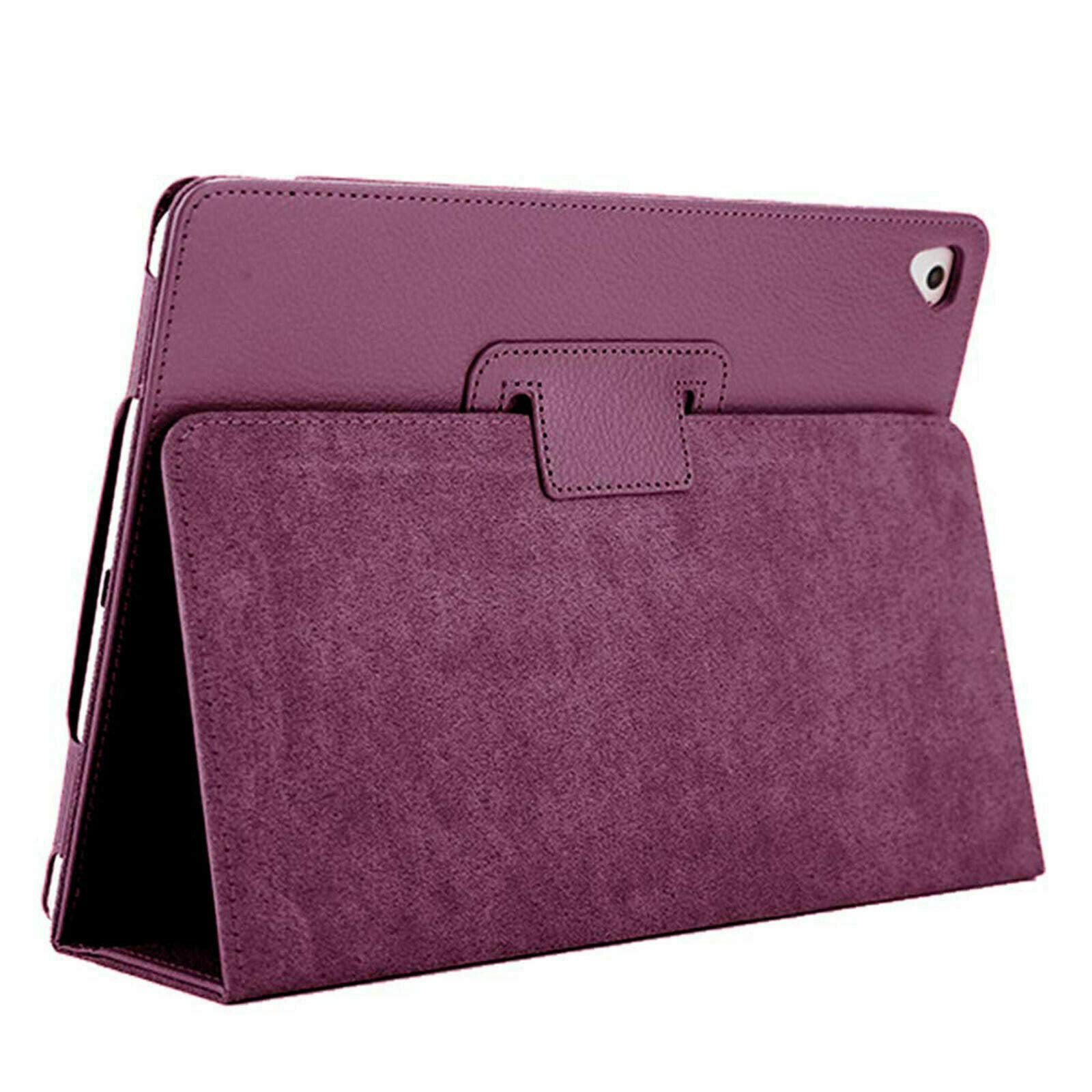 Leather Flip Stand Folio Case Plain Cover for Apple iPad Air 1,2,5th,6th Gen 9.7" (For Apple IPad Air (2nd generation), Purple)