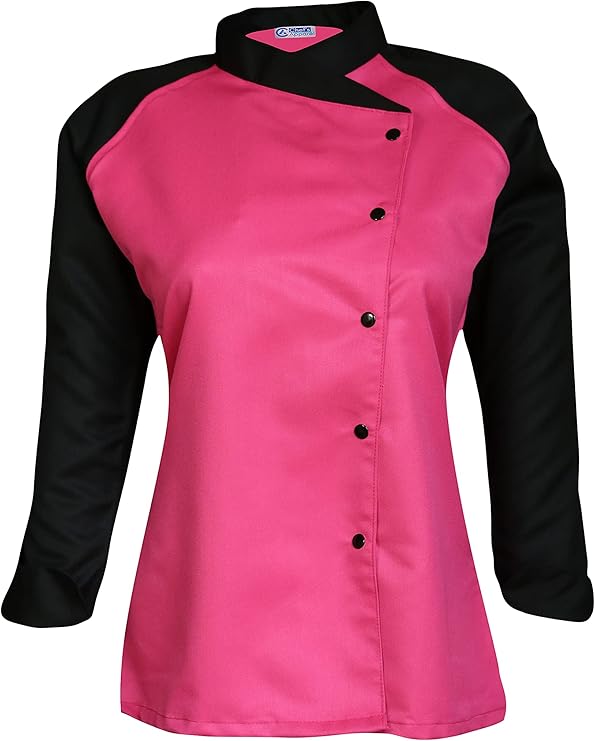 Amazon Com Chef S Apparel 3 4 Contrast Sleeves Women S Ladies Chef S Coat Jackets Pink M To Fit Bust 36 37 Home Kitchen