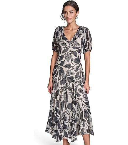 BCBGeneration Womens Black Ruffled Zippered Self Tie Waist Floral Balloon Sleeve Square Neck Mini Party Fit + Flare Dress 8 at Amazon Women's Clothing store