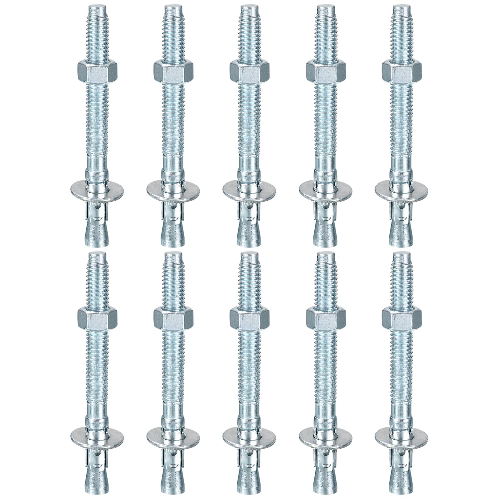 DTGN 3/8" x 3-3/4" Wedge Anchors - 50Pack - Good for Cement and Concrete Wall - Carbon Steel Zinc Plated Screw Bolt Nut Expansion Tube Fasteners