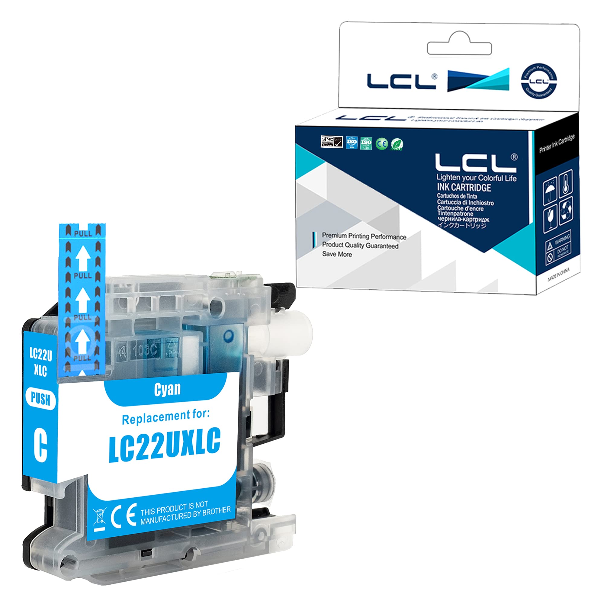 LCL LC22U Cyan Ink Cartridge Replacement for Brother LC22U LC22UC XL High Yield for DCP-J785DW MFC-J985DW (1 Pack)