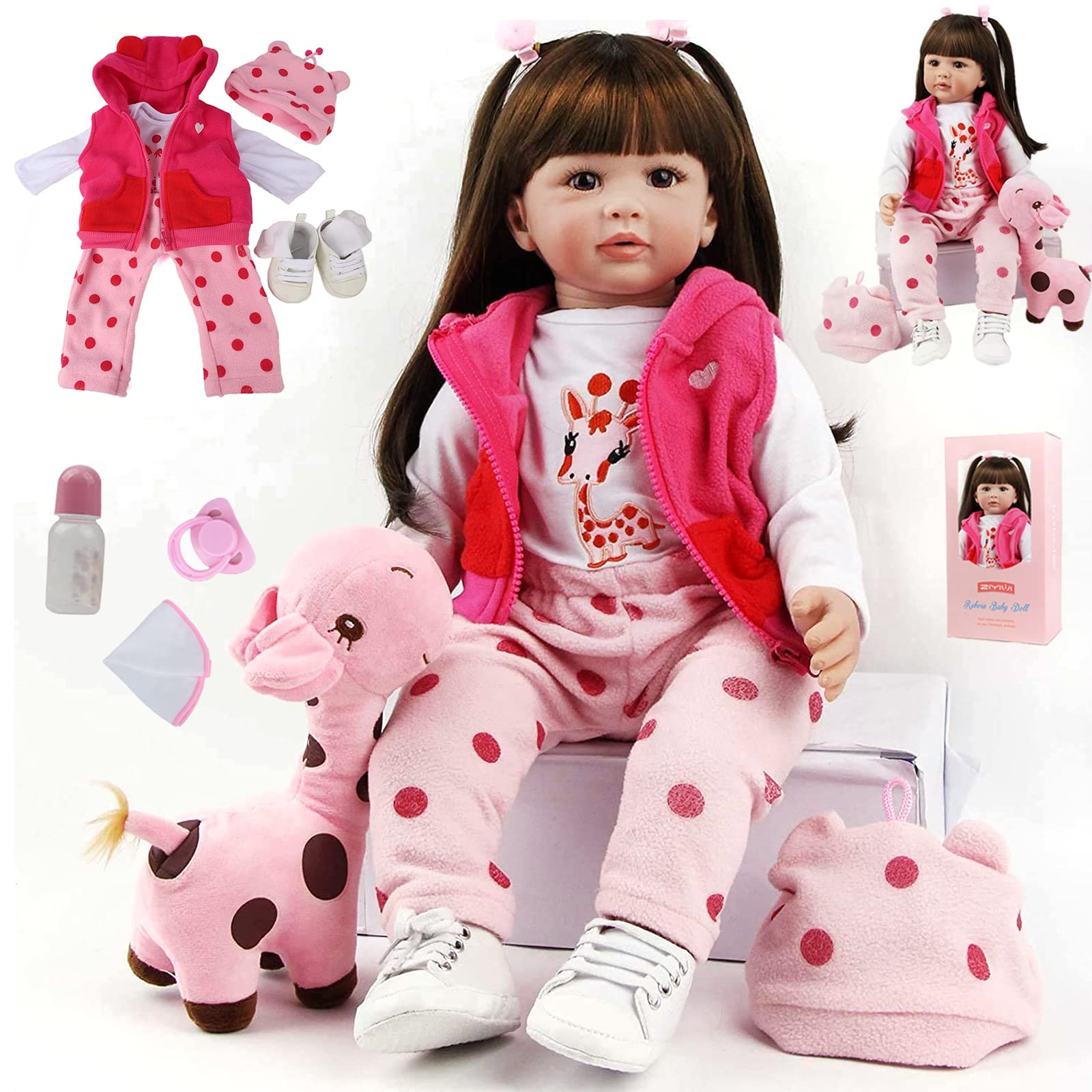 ZIYIUI Reborn dolls - 19 Inches Handmade Lifelike Baby Dolls Girl Soft Cloth Body with Feeding Kit, Reborn Baby Dolls Like a Realistic Baby (reborn girl)