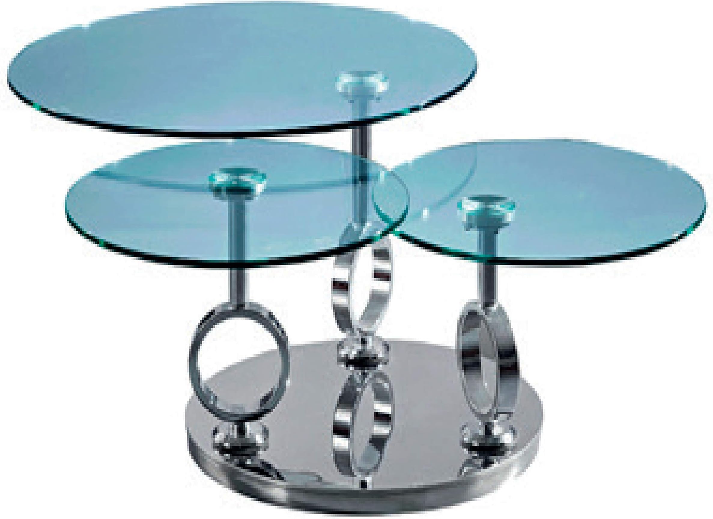 Shine Mount Three Layers Round Glass Coffee Table (Silver)