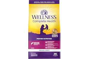Wellness Complete Health Adult Dry Cat Food for Indoor Cats, Grain Free, Natural, Salmon and Herring Meal (11.5 Pound Bag)