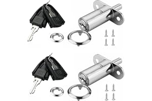 XIEHE Zinc Alloy Push Plunger Sliding Cabinet Door Lock 3/4" Cylinder Diameter 19mm Keyd Alike with 2 Keys (D0.7*L1.2inch) 2PACK
