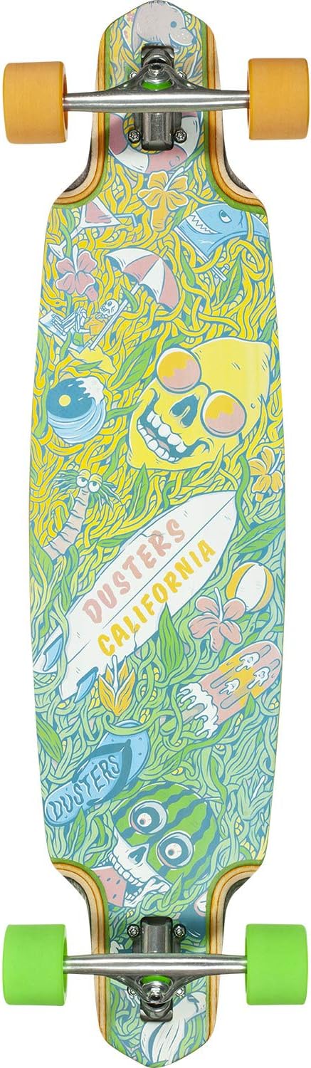 Dusters California Skateboards Playground LB Green/Yellow Longboard Complete Skateboard - 9.12" x 38"