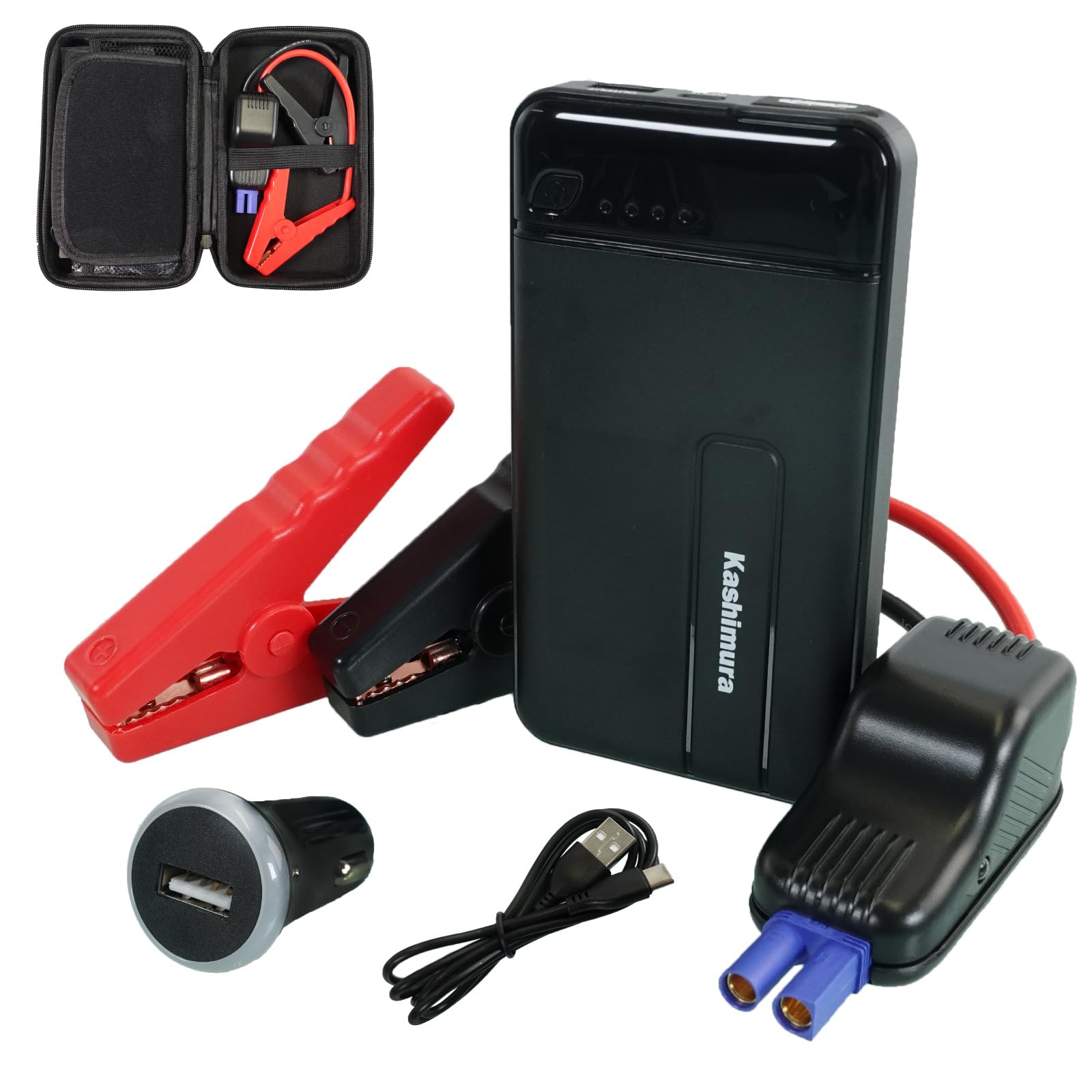 カシムラ(Kashimura) ジャンプスターター4000mAh 車のバッテリー上がり対策 ガソリン車3.0L、ディーゼル車1.5L対応 保護回路機能内蔵のジャンプスタートケーブル LEDライト搭載 NKD-237 ブラック商品画像