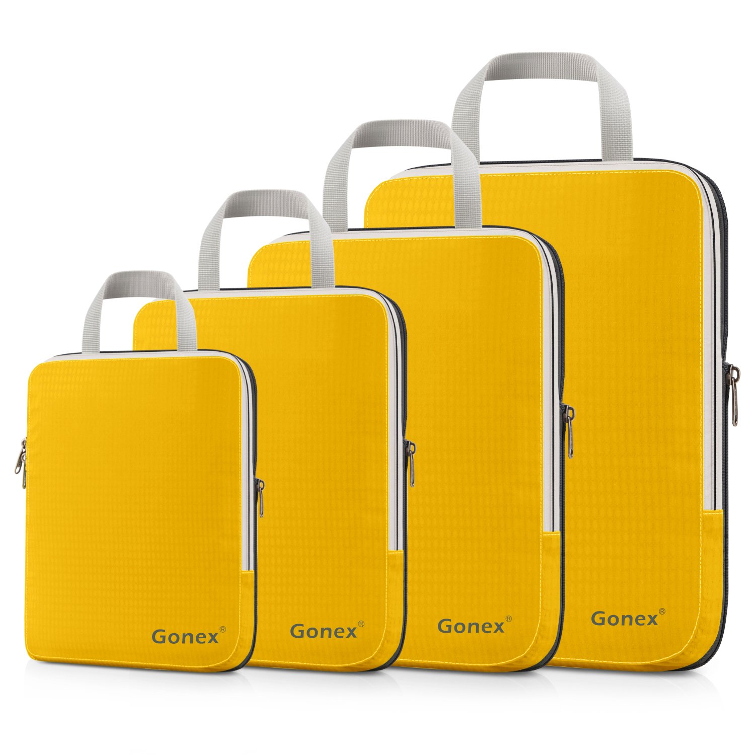 Gonex Compression Packing Cubes Extensible Organizer Bags For Travel Suitcase Organization (4 packs, yellow)