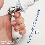 Weielt Ceramic Toilet Flush Handle Replacement Kit Zinc Alloy White view 5