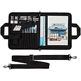 MEEDEN Sketch Bag: Portable Artist Sketch Portfolio Case for 9" x 12" Sketchbook & Watercolor Pads - Zippered Art Travel Bag 