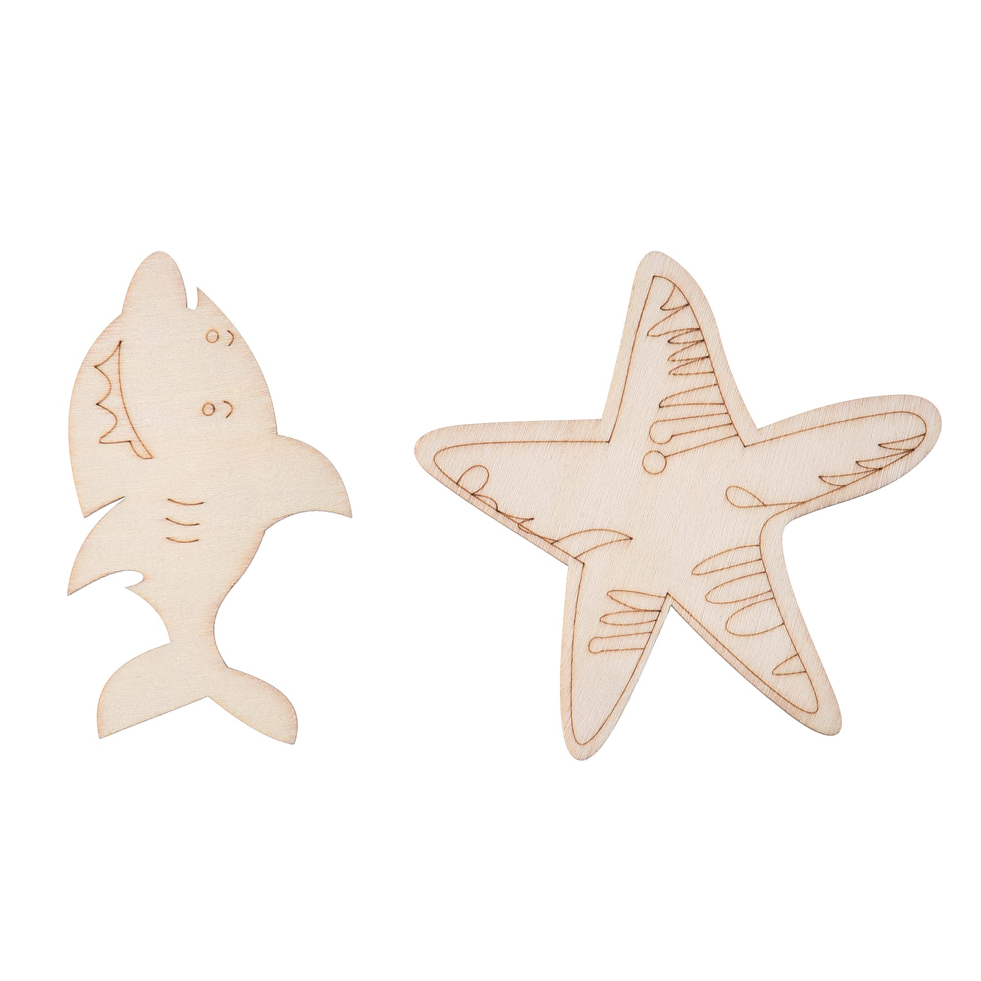 48PCS Unfinished Wood Ocean Animal Cutouts for Kids,Wooden Painting Bulk Crafts for Kids to Paint,Sea Animal Life Cutouts for Home Decoration DIY Crafts(48)