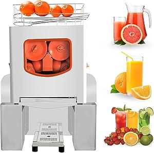 Commercial Orange Juicer Machines, Heavy Duty Professional Automatic Citrus Juicer with Faucet and Pull-Out Filter Box, Electric Juice Squeezer for Oranges Lemons Citrus, 20-30 Oranges Per Min