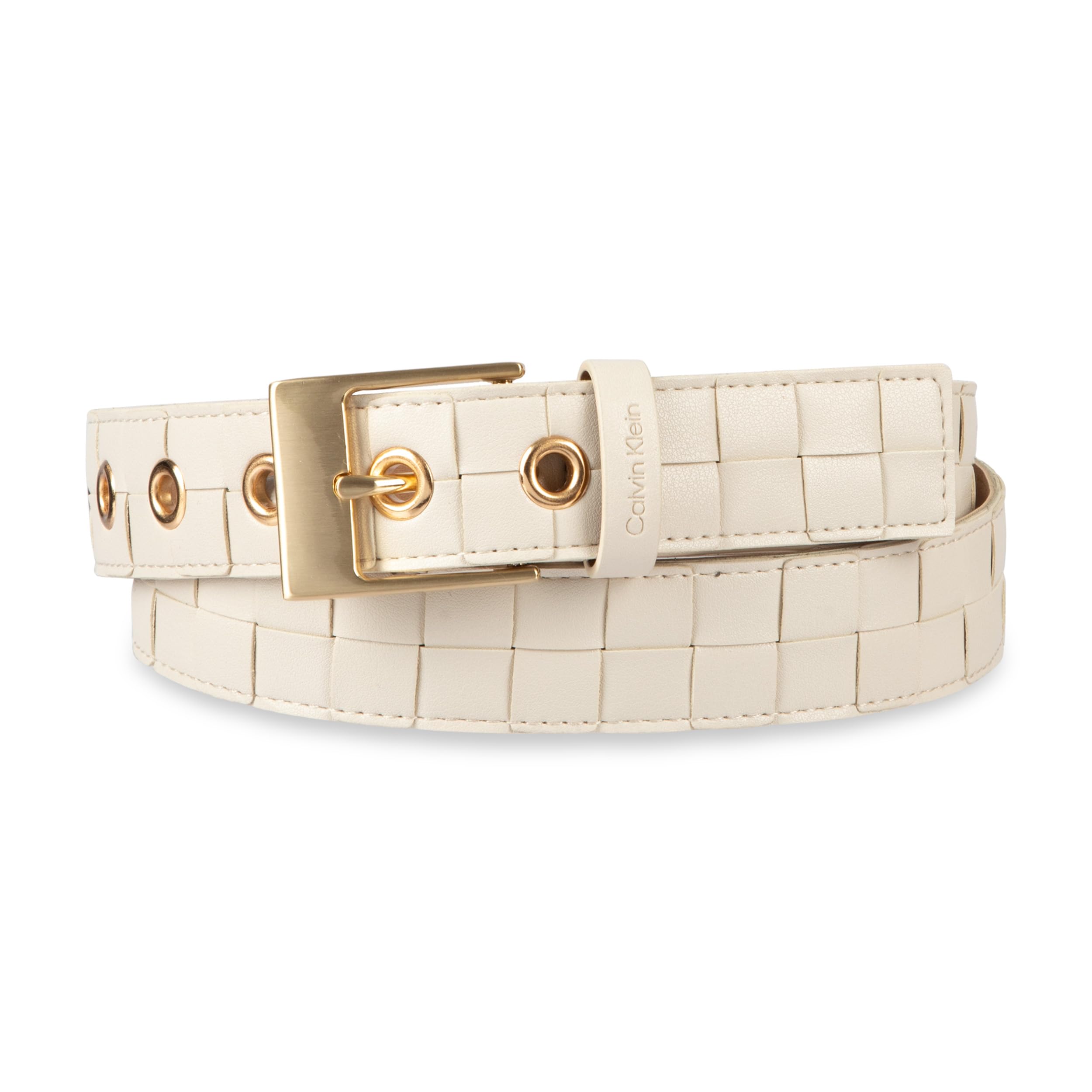 Calvin Klein womens Fashion Dress Belt for Trousers, Jeans, Dresses Bone Woven Medium