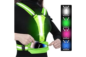 LED Reflective Light Up Safety Running Vest for Biking Walking at Night, LOYAL SEA High Visible Adjustable Running Light for Runners Rechargeable with Pouch, Reflective Running Belt Gear for Men Women