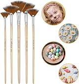 Prasacco 5 Pieces Fan Brush Set Nylon Hair Wooden Handle Painting Brushes view 4