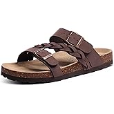 KIDMI Women's Cork Footbed Sandals with Arch Support Comfortable Slip-On Slide Sandals With Adjustable Buckle for Summer