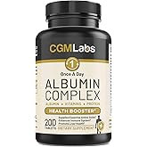 CGMLABS Premium Albumin Complex - Egg White & Whey Protein Blend with Royal Jelly & Essential Amino Acids - Daily Muscle Recovery & Nutrition Supplement - 200 Tablets
