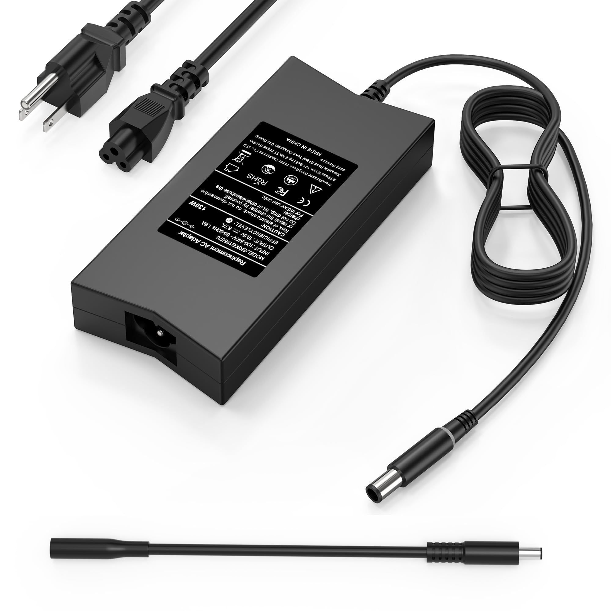 Photo 1 of 130W 19.5V 6.7A 7.4mm Tip AC Adapter Laptop Charger Compatible with Dell Inspiron 15 7559 N7110 N5110 Precision M20 M60 M70 M90,Dell XPS 15 L502X 17 L702X,PA-4E DA130PE1-00 JU012 Power Supply Cord