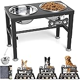 SHAINFUN Elevated Dog Bowls with Mat for Medium Large Dogs, Raised Dog Bowl Stand with 2 Stainless Steel 58oz Bowls, Tall Dogs Food Water Bowl Holder