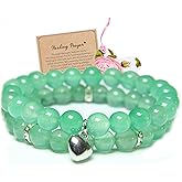 GDLKPYHS 2Pcs Healing Crystal Bracelets for Women Handmade Beaded Bracelet Healing Prayers Crystal 8mm Natural Stone Beads Bracelet Stress Relief Get Well Soon Gifts