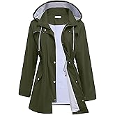 Hount Women Rain Jacket Lightweight Waterproof Raincoat Lined Outdoor Hooded Windbreaker Trench Coat