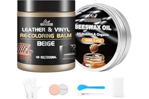 SHABEIBEI Leather Repair Kit Recoloring Balm Cleaner Conditioner Waterproof Beeswax Oil for Car Seat Furniture Couch Shoe Leather Vinyl(Beige)