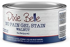 DIXIE BELLE PAINT COMPANY Dixie Belle No Pain Gel Stain - Walnut - Oil-Based Stain DIY Wood Stain for Projects - Deep Coverage, Wood Grain Enhancer