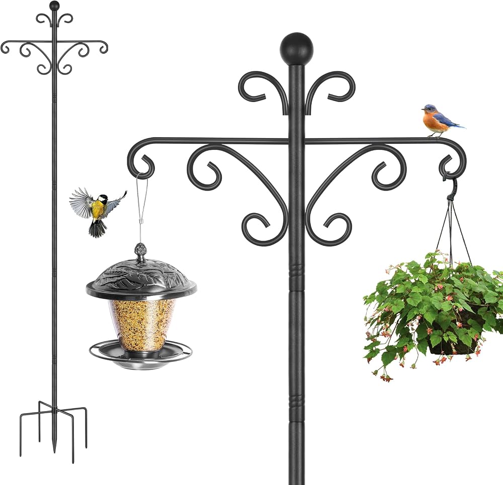 SEGNAYEN Bird Feeders Hanging Station 196cm Poles Garden Feeder Stand