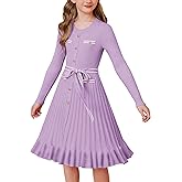 GRACE KARIN Girls Fall Sweater Dress Tween Long Sleeve Fashion Button Front Fancy Ruffle Winter Casual Dresses Size 6-14