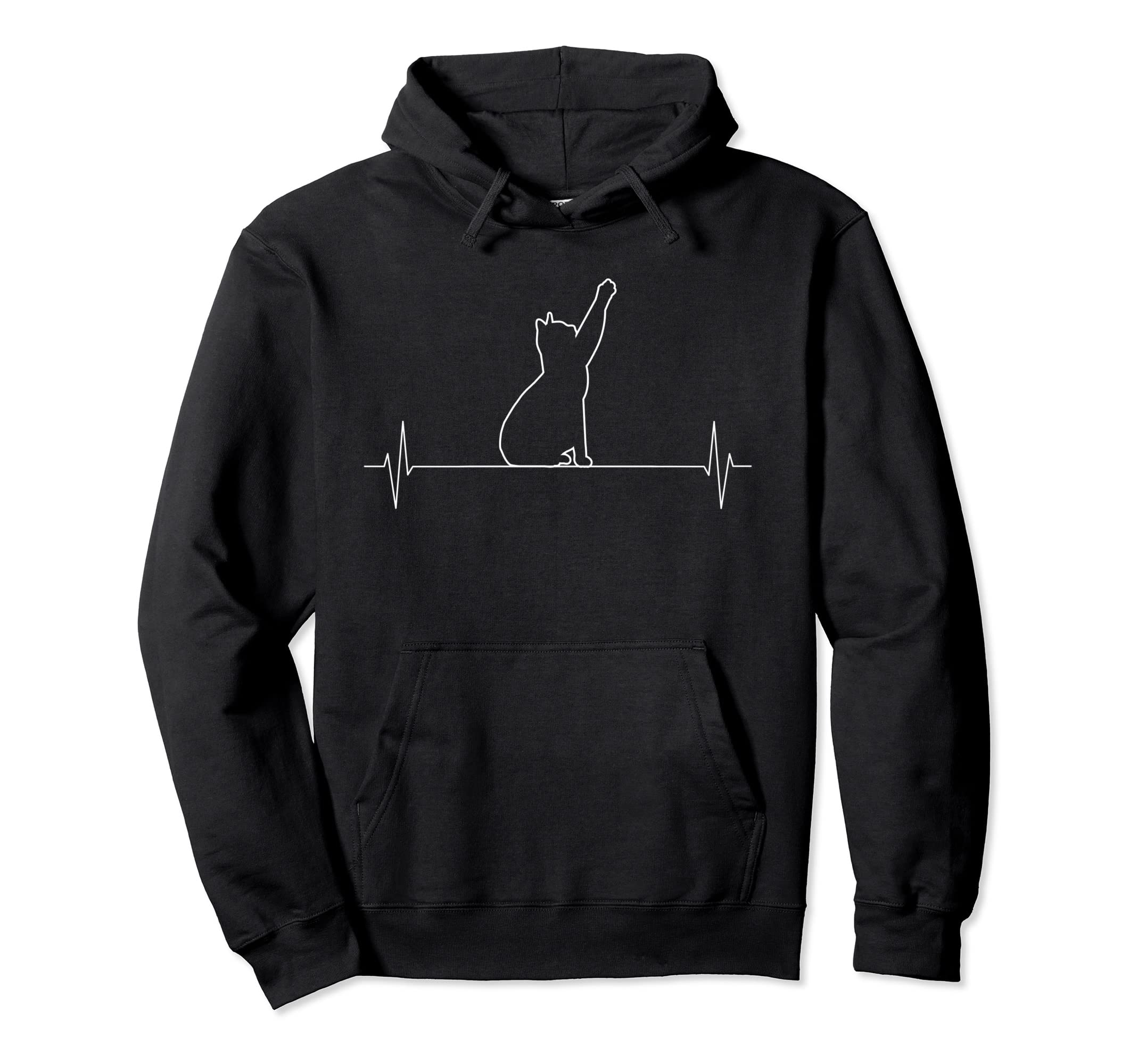 Cat Pet Animal Kitten vintage Heartbeat Pullover Hoodie