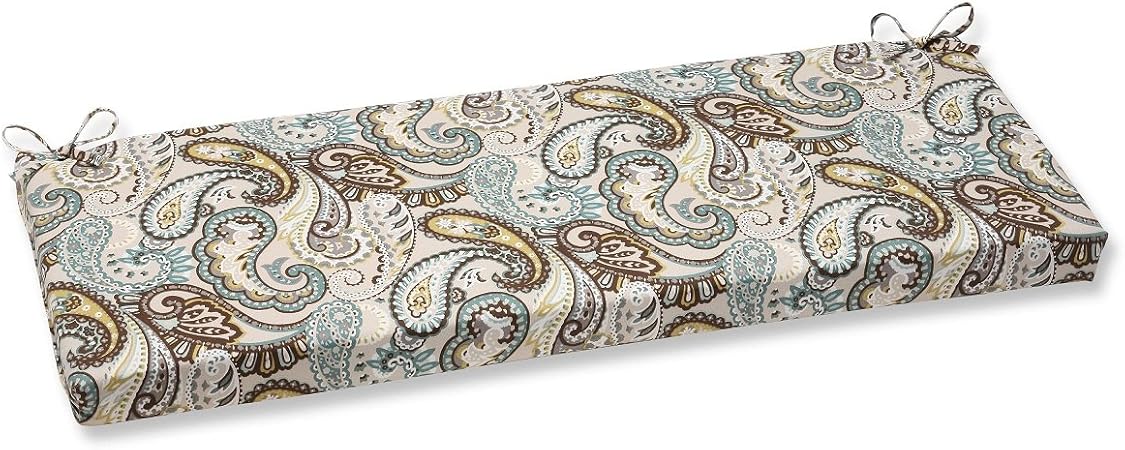 Amazon Com 45 Paisley Giardino Light Blue And Brown Outdoor Patio Bench Cushion Garden Outdoor