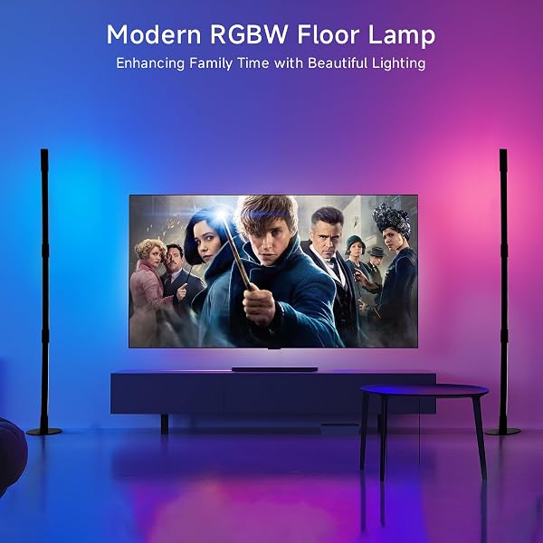 SANBEN CORNER FLOOR LAMP – BLACK RGB LED FLOOR LAMP WITH MUSIC SYNC AND 16 MILLION DIY COLORS, APP & REMOTE CONTROL, COLOR CHANGING MODERN SMART CORNER LAMP FOR BEDROOM LIVING ROOM