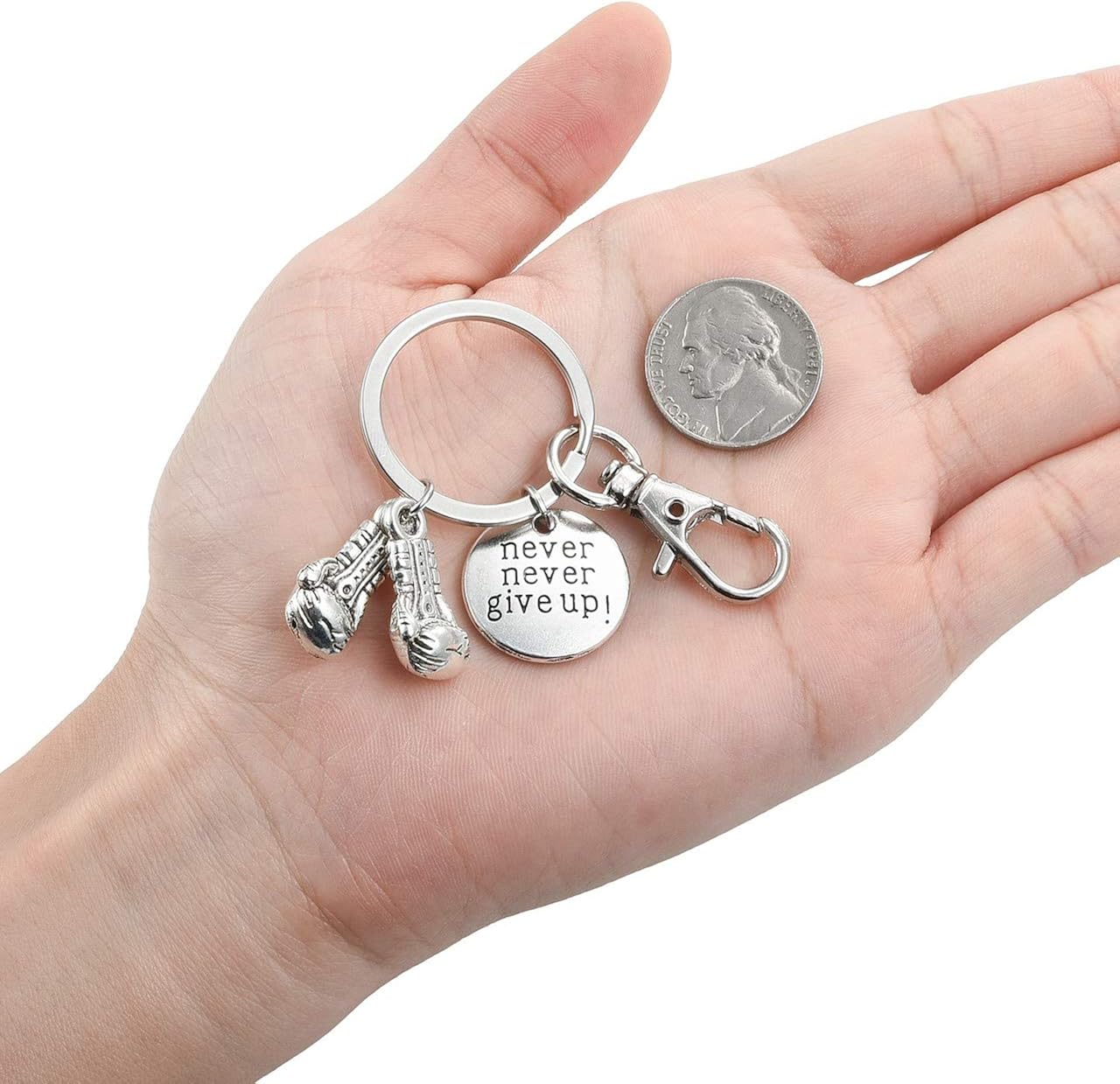 JSDDE Boxing Glove Pendant Key Ring, Metal Keychain with Unique Design for Any Occasion, Silver, Schlüsselanhänger - Image 4