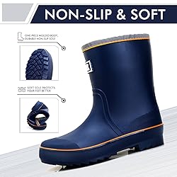 Rain Boots for Men, Waterproof Warm Rubber Boots