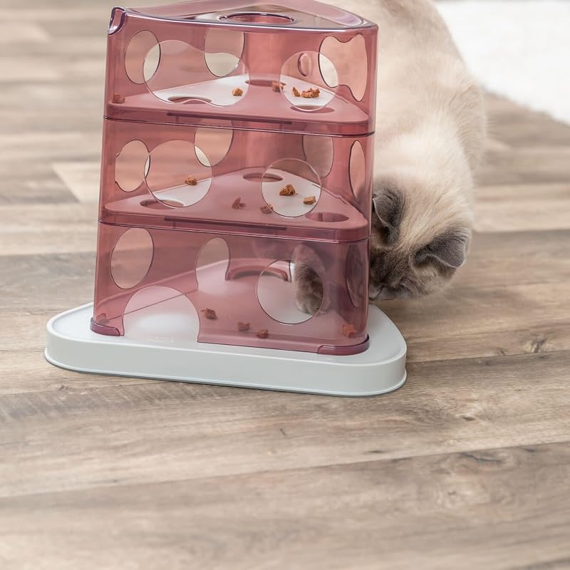 Juguete Interactivo para Gatos de Torre de Queso, Juguetes de enriquecimiento para Gatos de Interior, Rompecabezas Interactivo y estimulación Mental