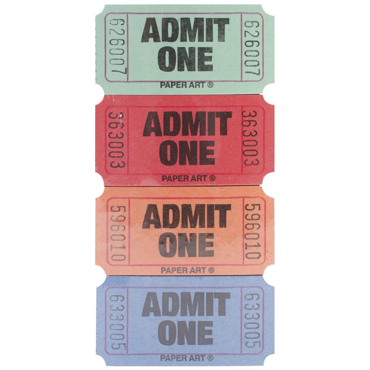 Creative Converting Paper Admit One Tickets 2000 Tickets/Roll-Assorted