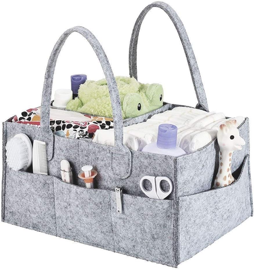 Ideapark Baby Diaper Caddy Organizer,Nursery Storage Basket for Diapers and Baby Wipes,Baby Nappy Storage Nursery Bin Storage Bag for Mom Newborn Kids