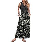 AUSELILY Women's Maxi Dress 2026 Summer Casual Sleeveless Sundress V Neck Wrap Vacation Cocktail Long Dresses with Pockets