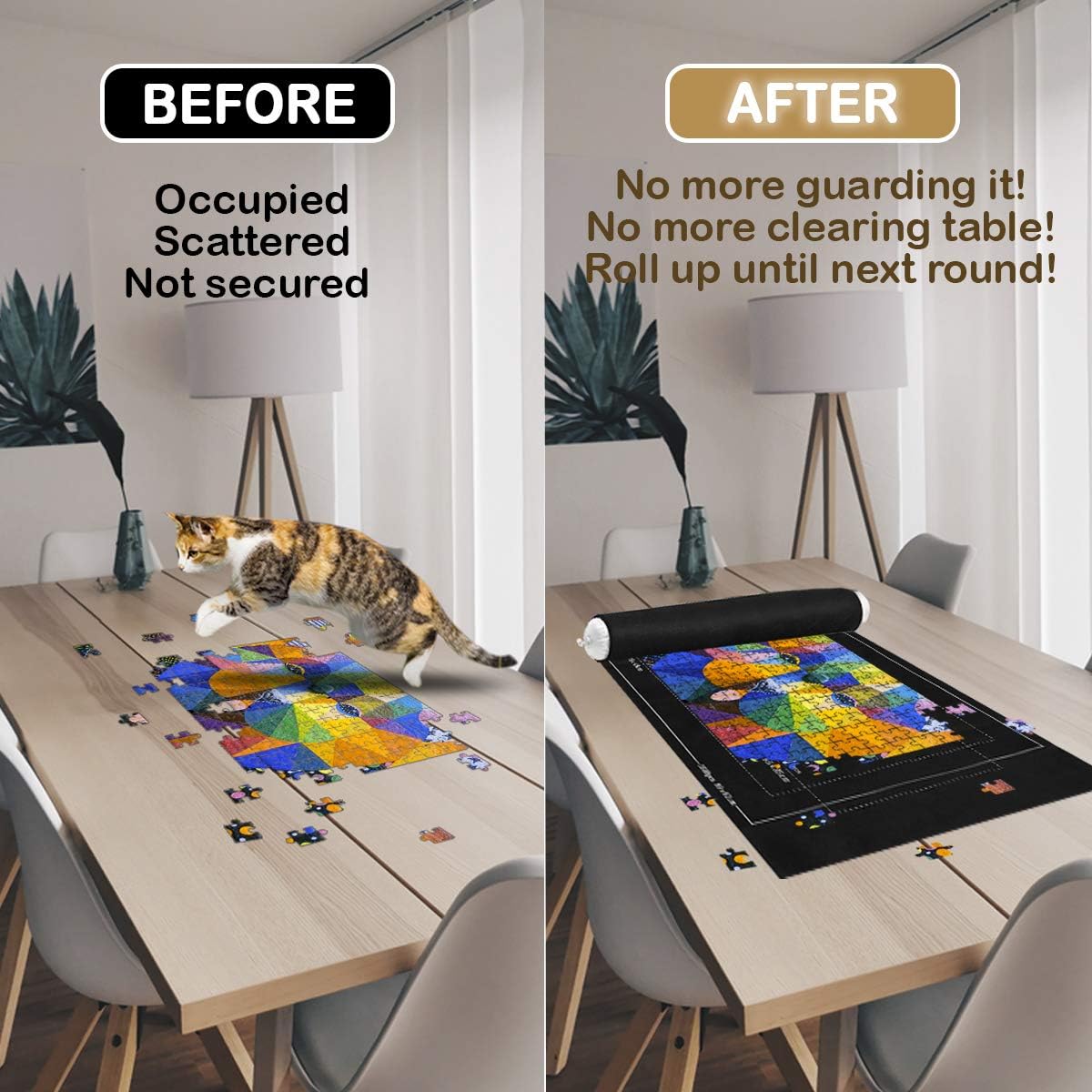 LOVEETA Puzzle Mat Jigsaw Roll Up - Puzzle Saver Storage Mats for 1500 Pieces Large Puzzle Keeper No Glue Jigsaw Puzzle Board Portable Thicker Felt Mat: Toys & Games