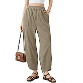 niyokki Wide Leg Palazzo Beach Pants for Women Lounge Baggy Comfy Harem Pants Elastic Waist Casual Streetwear with Pockets