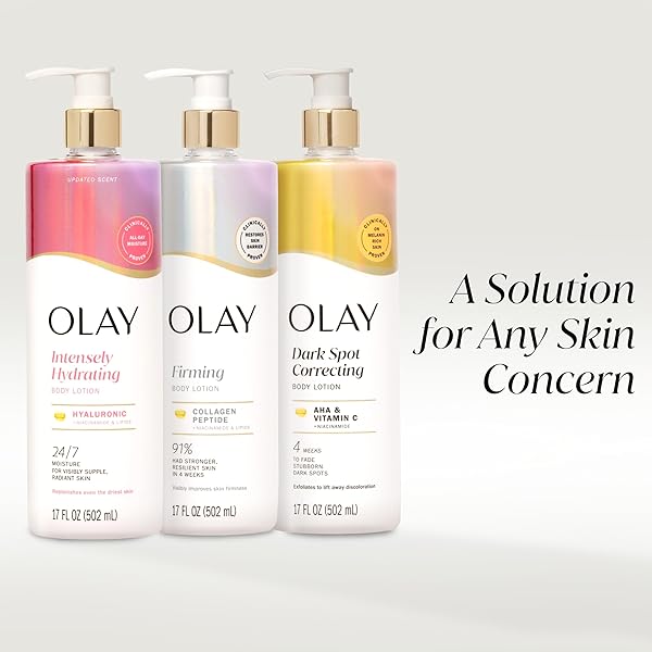 OLAY BODY LOTION FOR WOMEN, NOURISHING WITH HYALURONIC ACID SERUM, VISIBLY SOFTEN & SMOOTH SKIN, 24HR MOISTURE & HYDRATION, FAST ABSORBING FORMULA, VITAMIN B3 COMPLEX, FOR ALL SKIN TYPES, 17 FL OZ