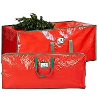 Christmas Tree Storage Bag 2 Set - Fits Up to 9ft & 7.5ft Artificial Xmas Trees, Heavy-Duty Xmas Holiday Decor Organizer Duffel with Reinforced Handles, Dual Zippers, Tear-Proof Material (Red)