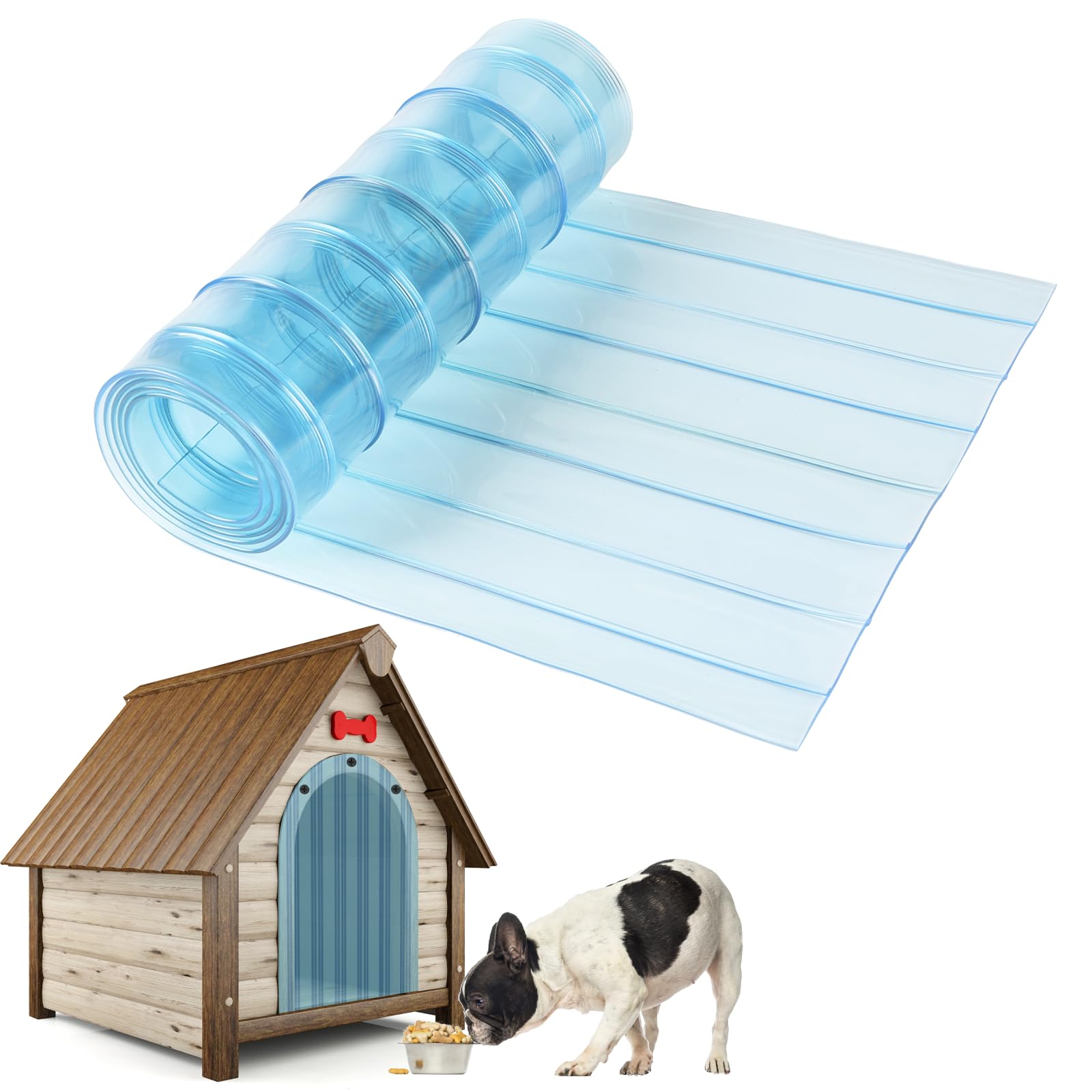 Photo 1 of Dog Door Replacement Flap Plastic Vinyl Door Strips Transparent Dog House Door Flap Strips for DIY Dog or Cat Door, Easy to Cut & Install, 11.8 in x 4.9 ft