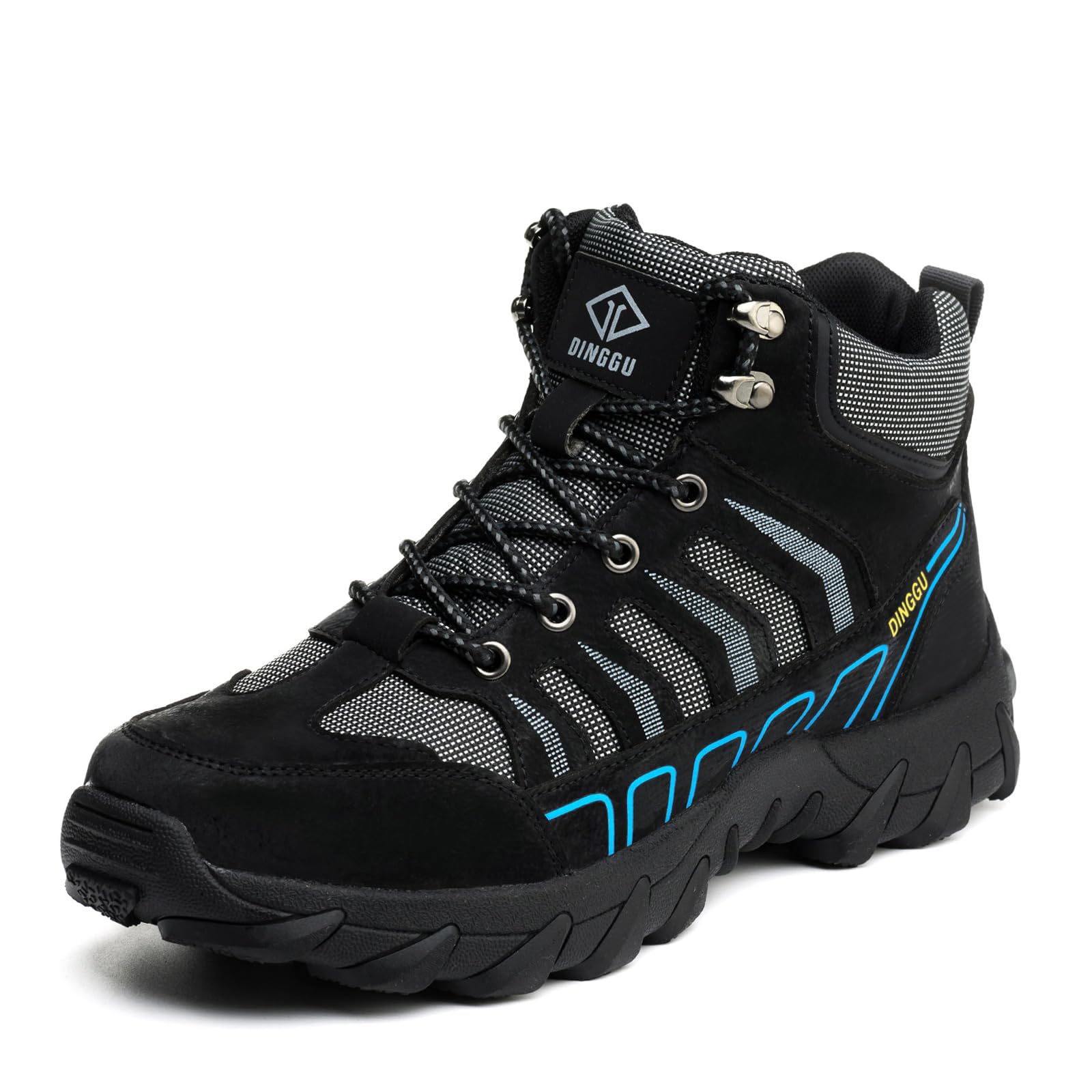 Photo 1 of DINGGU Steel Toe Work Boots for Men Safety Mens Work Boots Comfortable Slip Resistant Composite Toe Construction Shoes Black 10.5
