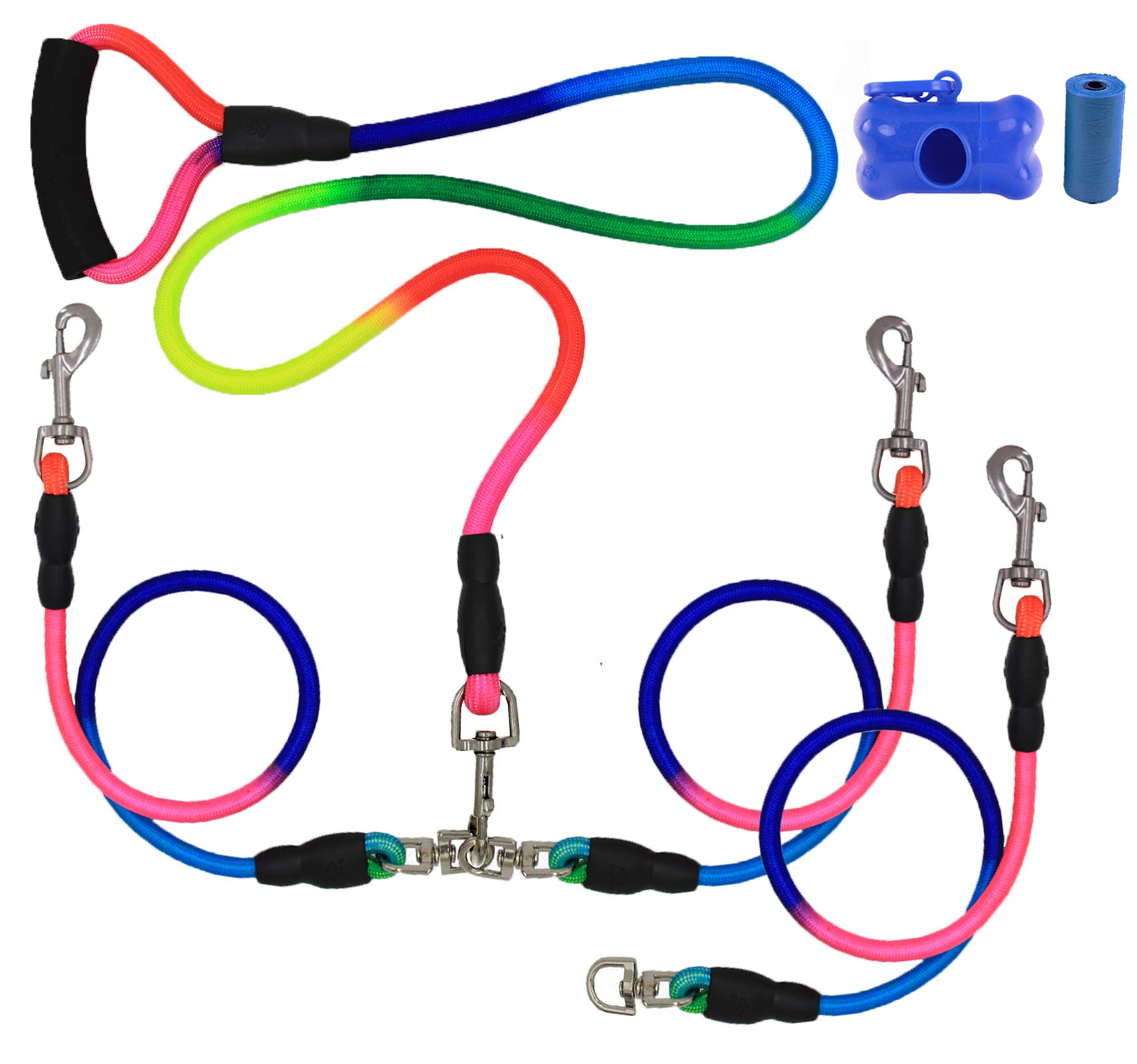Dual Dog Leash / 6.6 ft Triple Leash,360°Swivel No COLOURFULL