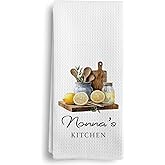 Qeheb Nonna Gifts Kitchen Towels, Nonna's Kitchen Decorative Towel, Best Grandma Mother's Day Birthday Gifts from Grandson Granddaughter Grandkids Hand Dish Tea Towels, 16X24In